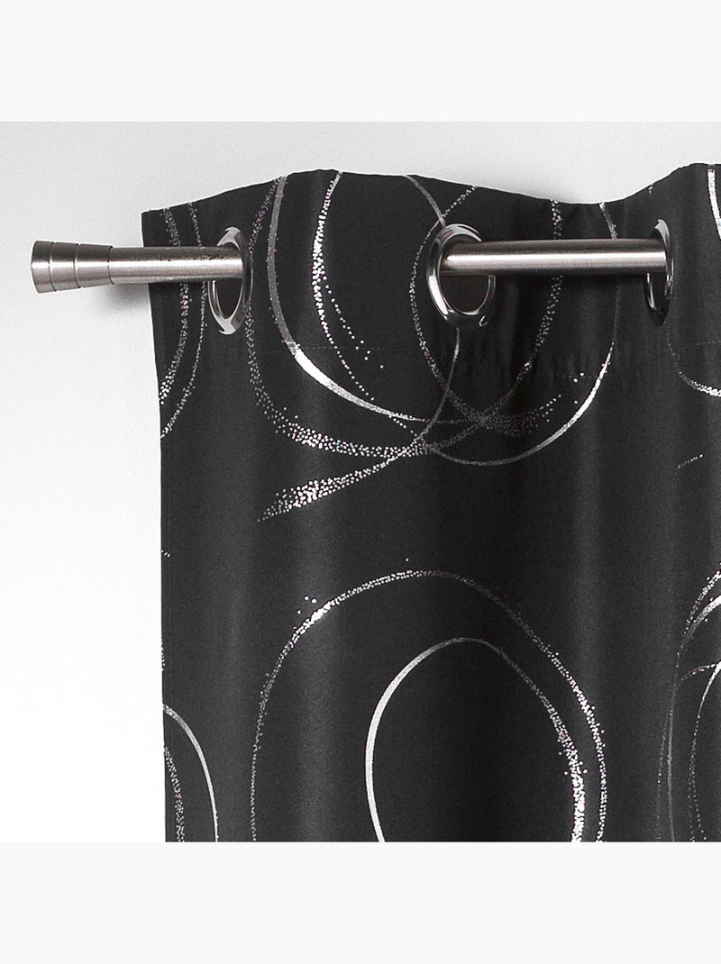 Rideau a oeillets Collection Argent bulle gris anthracite - Kiabi