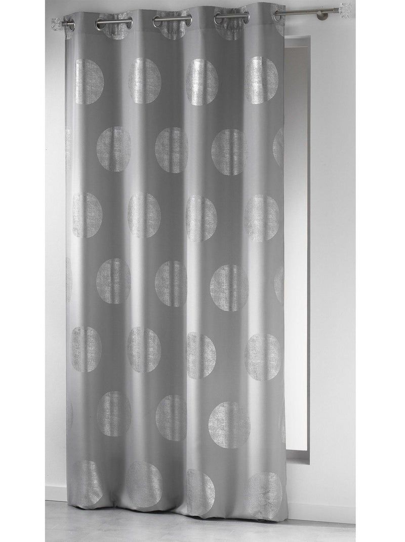 Rideau a oeillets Collection Argent Platine Noir - Kiabi