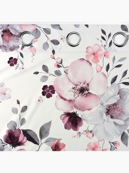 Rideau à oeillets Collection Bouquet de fleurs - Kiabi