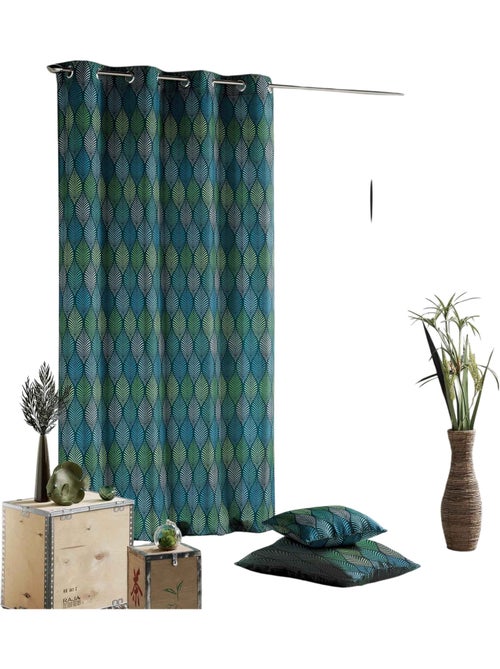 Rideau a oeillets collection winter green 140 x 260 cm - Kiabi Rideau a oeillets collection winter green 140 x 260 cm - Kiabi
