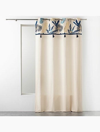 Rideau à œillets – Coton imprimé doré et pompons