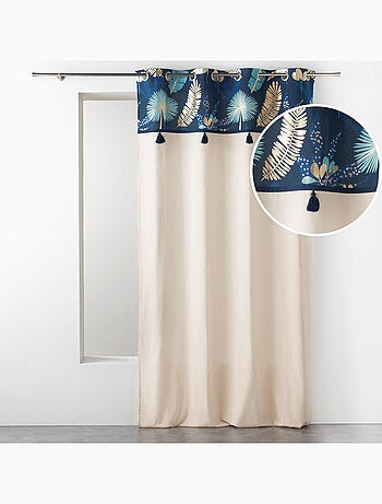 Rideau à œillets – Coton imprimé doré et pompons