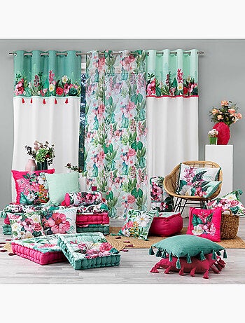 Rideau à œillets – Coton imprimé floral et franges – Anabella