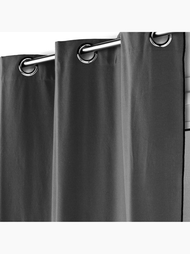 Rideau à oeillets coton recyclé Mistraline gris anthracite - Kiabi