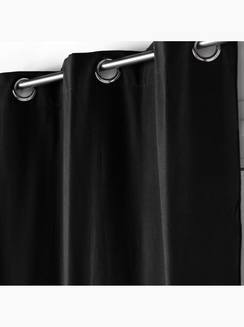 Rideau à oeillets coton recyclé Mistraline Noir - Kiabi