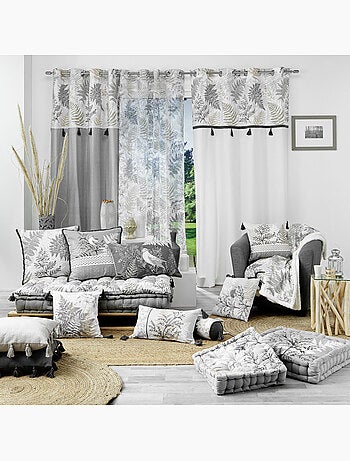 Rideau à Œillets – Coton + Top Feuillage et Pompons MELISANDRE