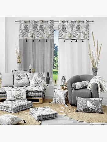 Rideau à Œillets – Coton + Top Feuillage et Pompons MELISANDRE