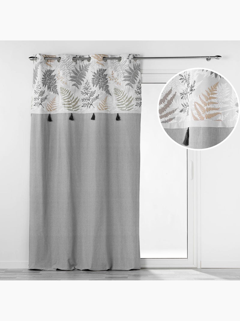 Rideau à Œillets – Coton + Top Feuillage et Pompons MELISANDRE Taupe - Kiabi