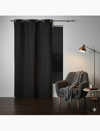 Rideau a oeillets coton ui Panama Noir140 x 280 cm