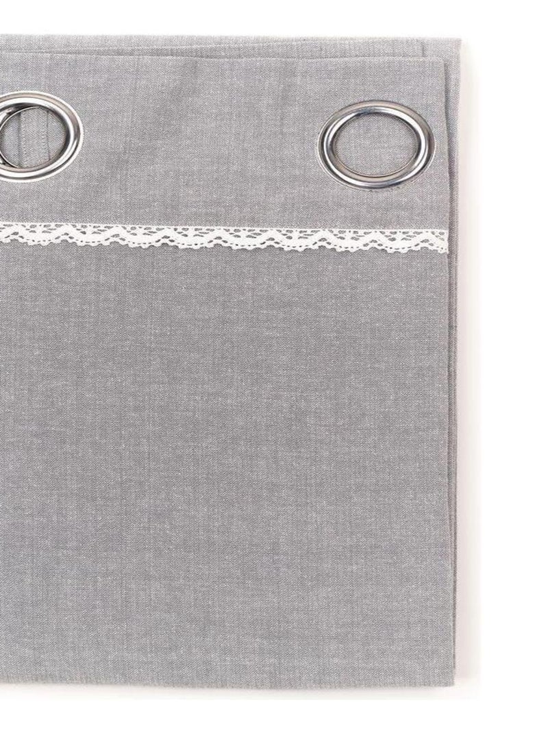 Rideau à oeillets coton uni CHARME Gris - Kiabi