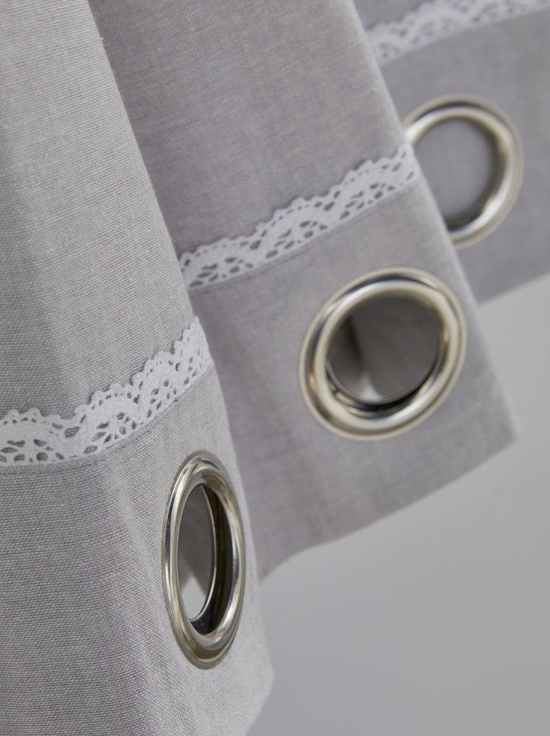 Rideau à oeillets coton uni CHARME Gris clair - Kiabi