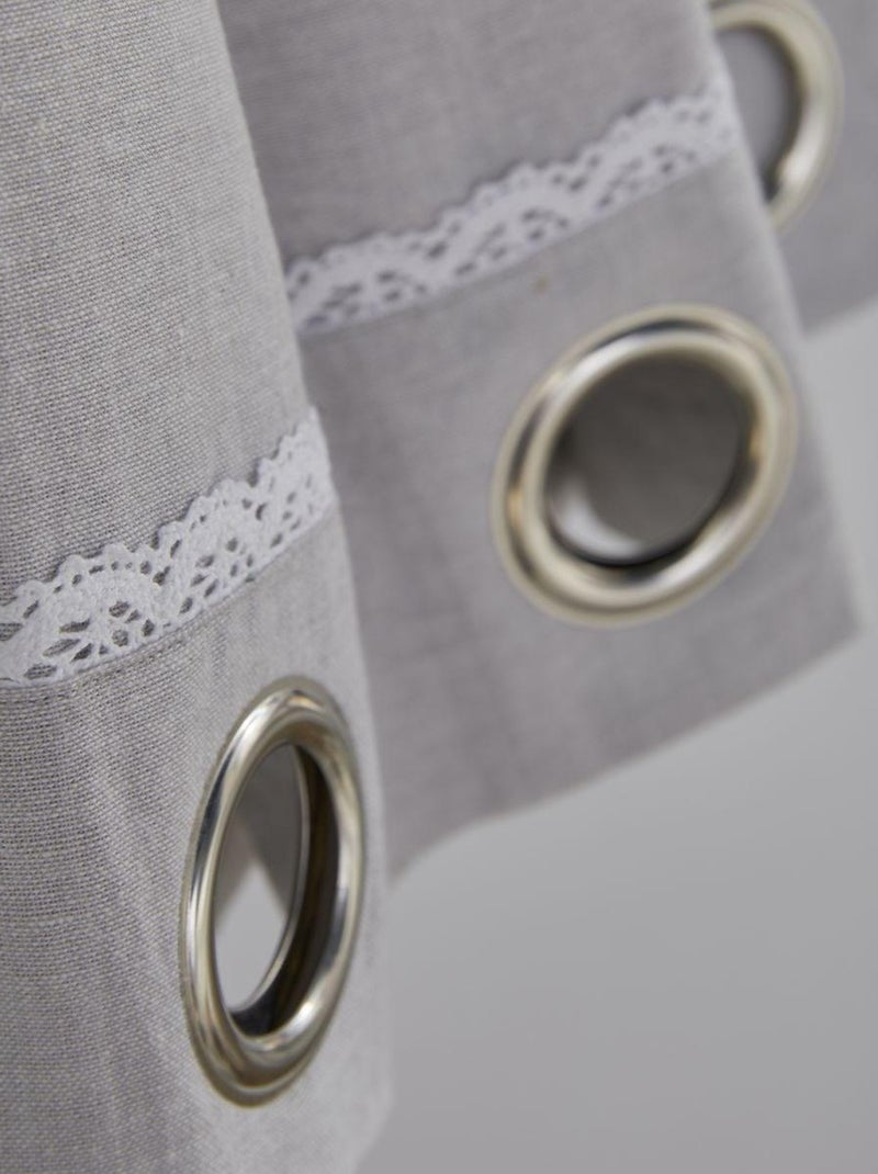 Rideau à oeillets coton uni CHARME Gris clair - Kiabi