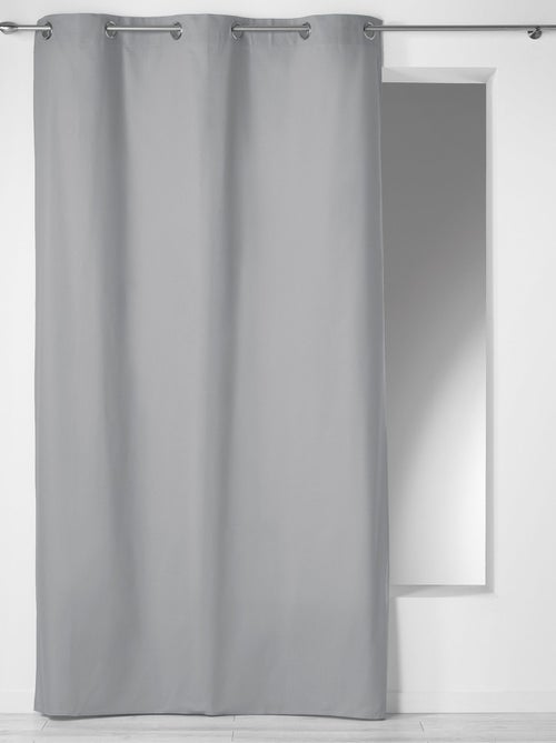 Rideau a oeillets coton uni Panama Gris 140 x 280 cm - Kiabi