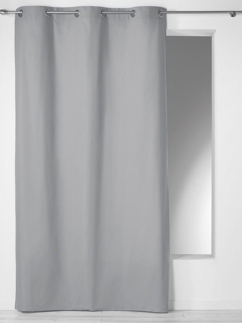 Rideau a oeillets coton uni Panama Gris 140 x 280 cm Gris - Kiabi