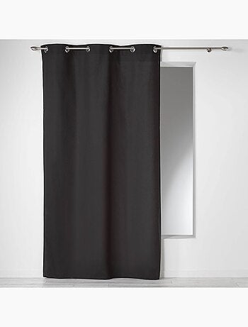 Rideau a oeillets coton uni Panama Noir140 x 280 cm