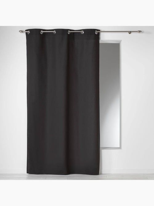Rideau a oeillets coton uni Panama Noir140 x 280 cm - Kiabi