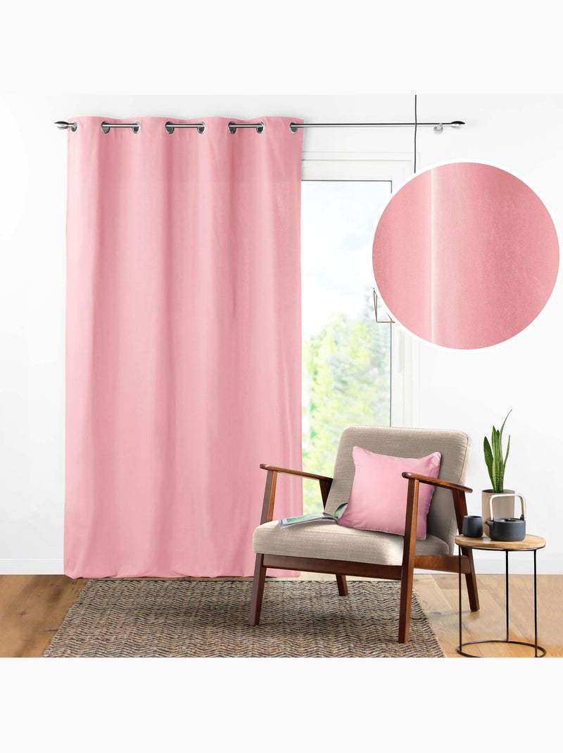 Rideau à Œillets – Coton Uni Panama Rose dragée - Kiabi
