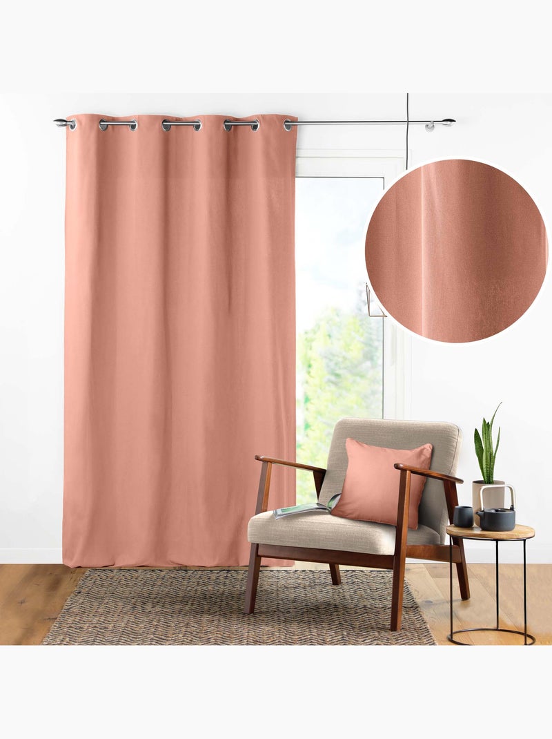 Rideau à Œillets – Coton Uni Panama Rose poudré - Kiabi