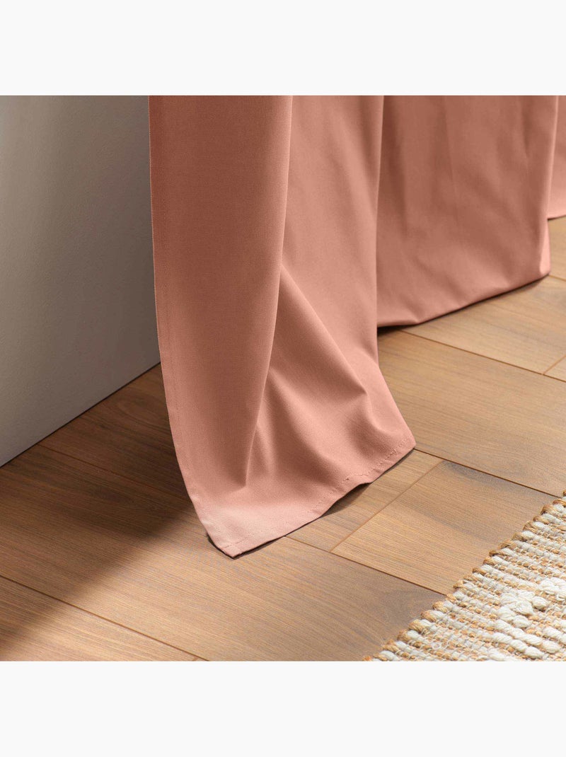 Rideau à Œillets – Coton Uni Panama Rose poudré - Kiabi