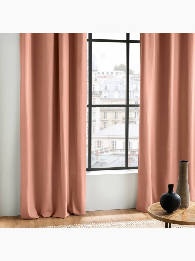 Rideau à Œillets – Coton Uni Panama Rose poudré - Kiabi