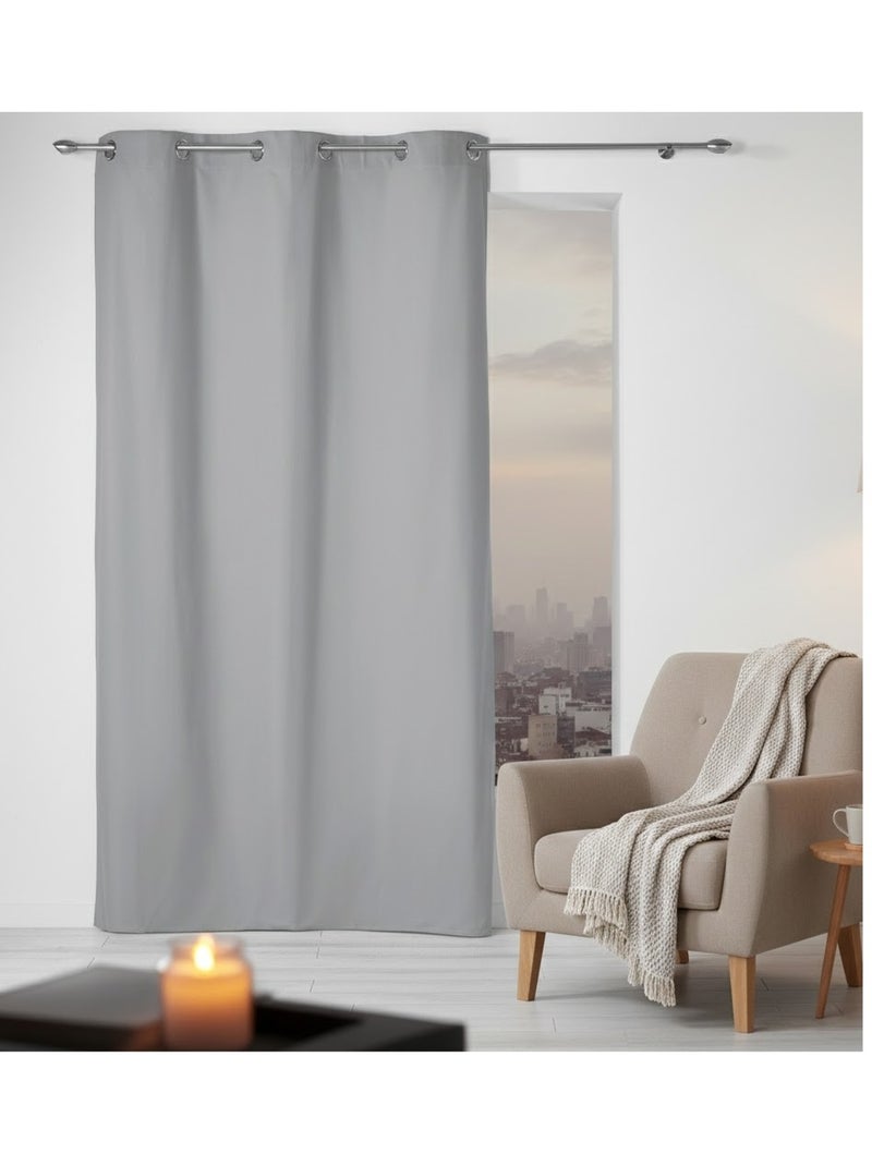 Rideau a oeillets coton uni Panama rouge Gris - Kiabi