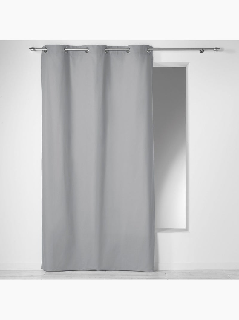 Rideau a oeillets coton uni Panama rouge Gris - Kiabi