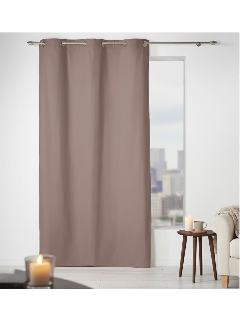 Rideau a oeillets coton uni Panama rouge Marron - Kiabi