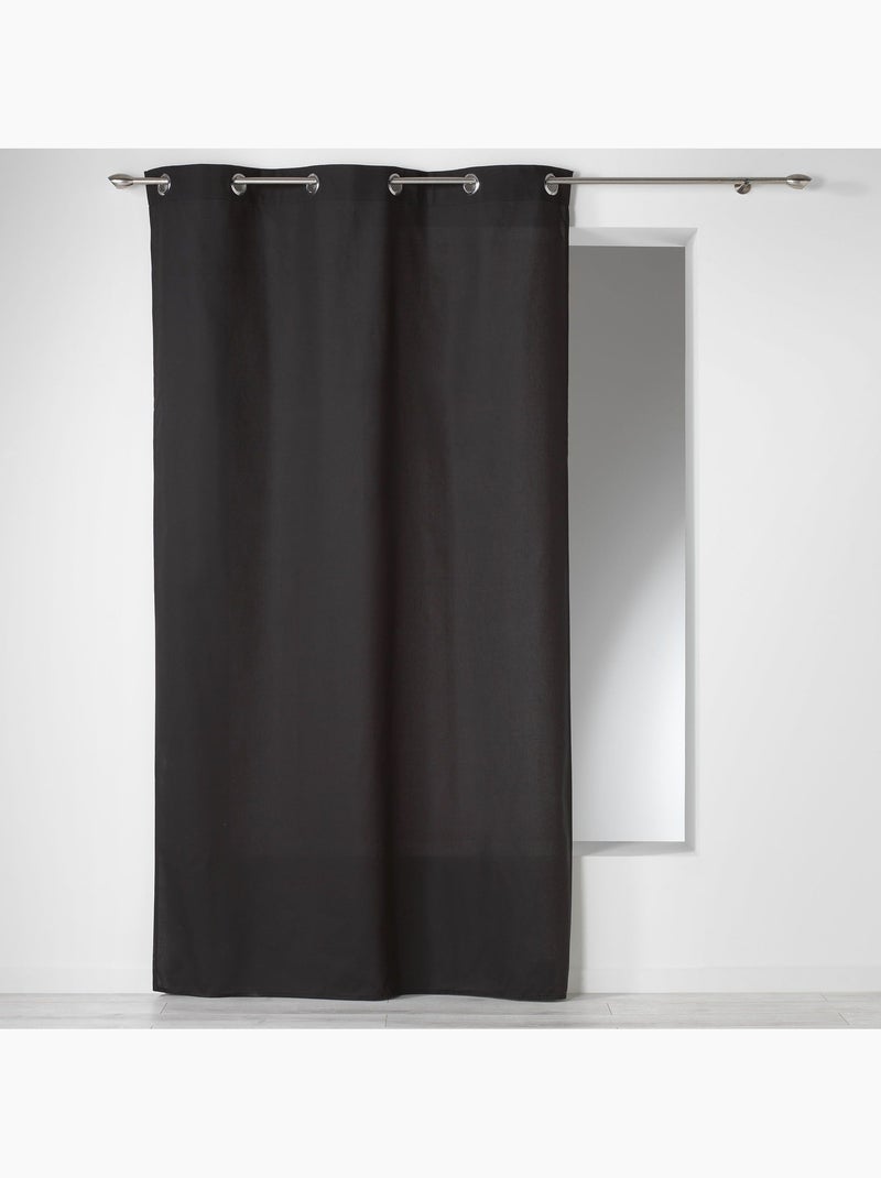 Rideau a oeillets coton uni Panama rouge Noir - Kiabi
