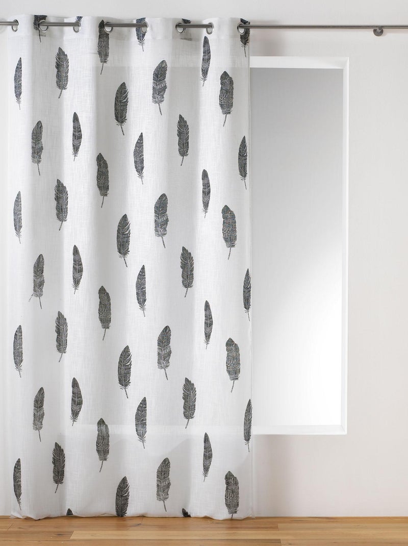 Rideau à oeillets effet Lin Collection Plumes Eterny Beige - Kiabi