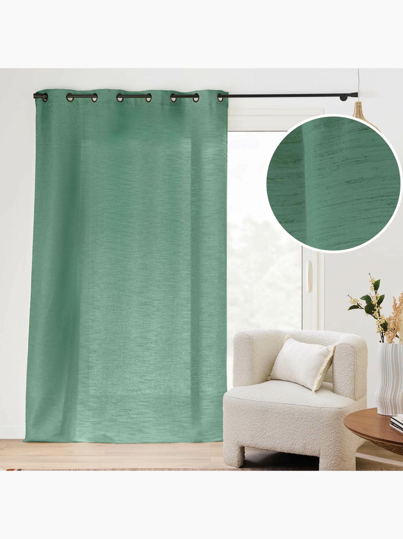 Rideau à œillets – Effet lin tissé – Nando – Coloris Vert cèdre - Kiabi