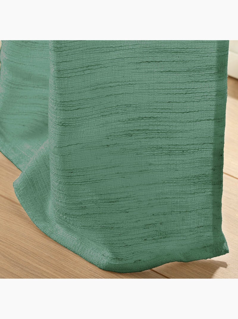 Rideau à œillets – Effet lin tissé – Nando – Coloris Vert cèdre - Kiabi
