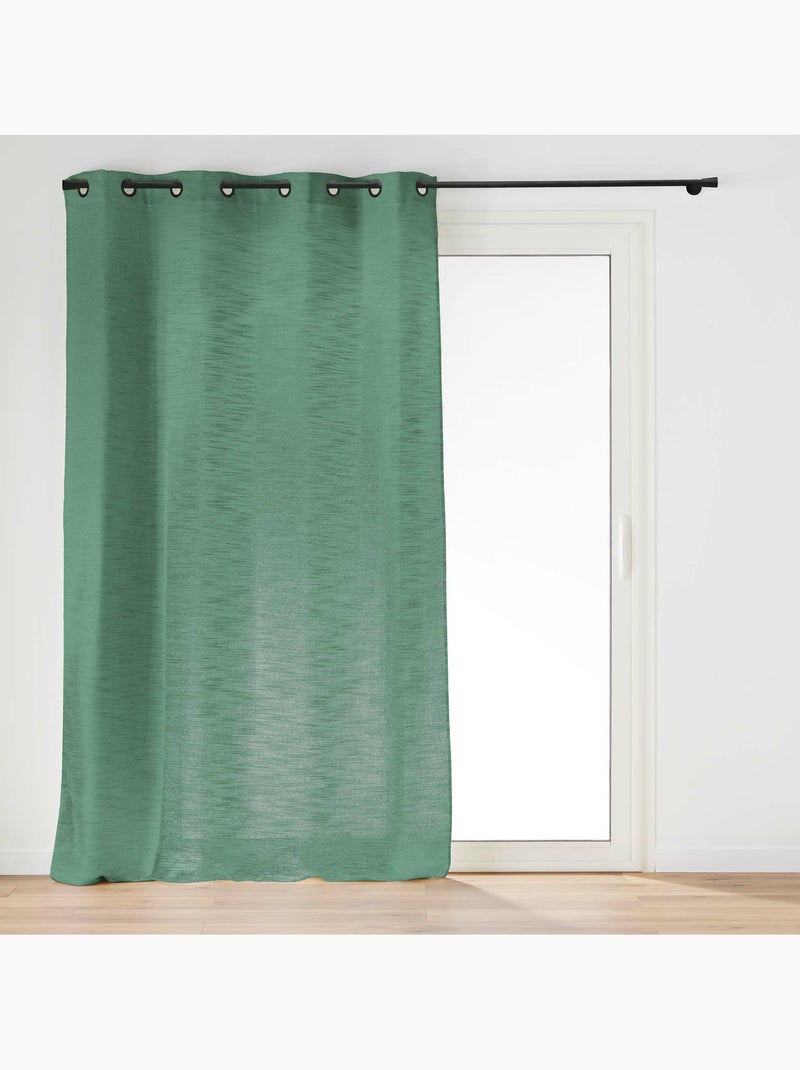 Rideau à œillets – Effet lin tissé – Nando – Coloris Vert cèdre - Kiabi
