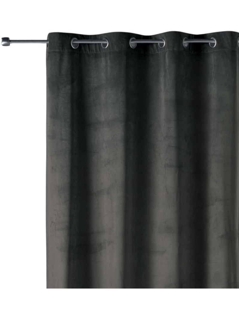 Rideau a oeillets effet velours Velvetine gris anthracite - Kiabi