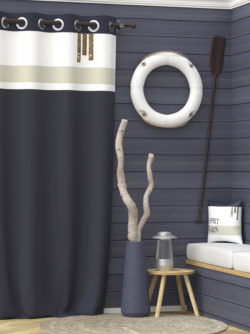 Rideau à oeillets en coton 135x250 cm ESPRIT MARIN, par Soleil d'Ocre Bleu - Kiabi