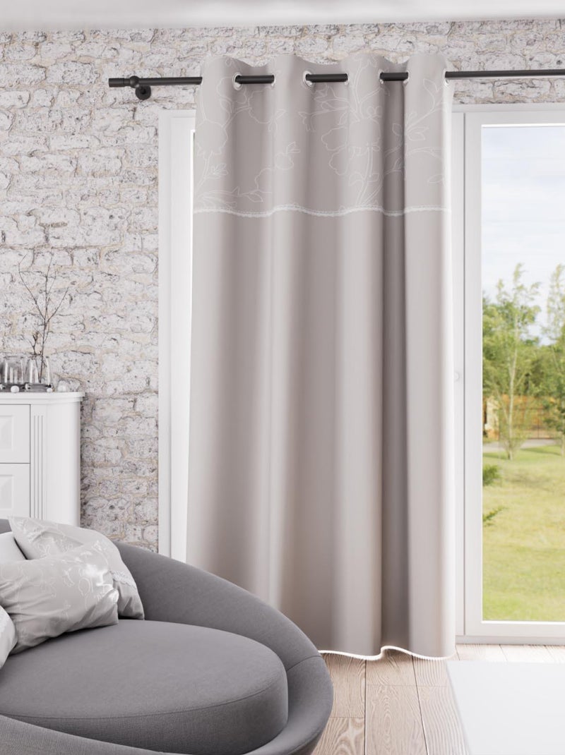 Rideau à oeillets en coton 135x250 cm ROMANCE, par Soleil d'Ocre Taupe - Kiabi