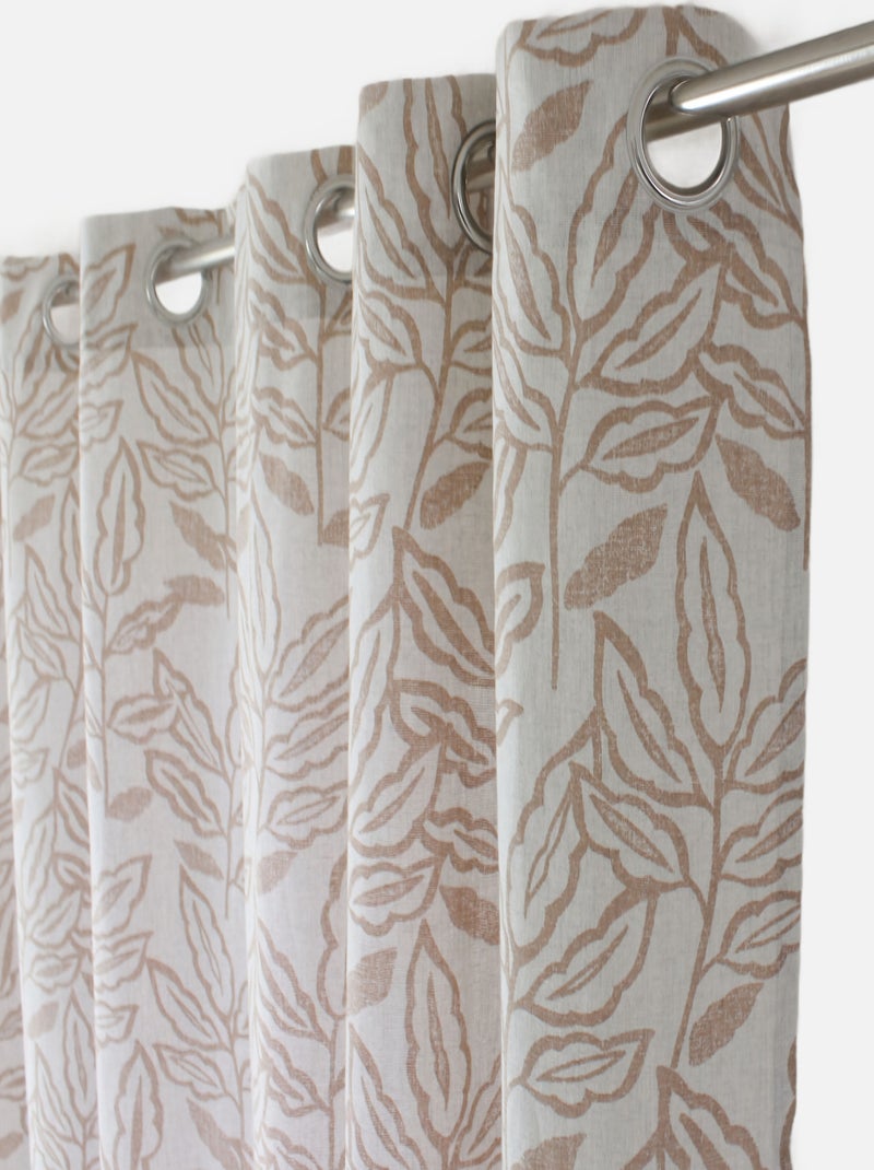 Rideau à oeillets en coton recyclé Chambray Beige - Kiabi