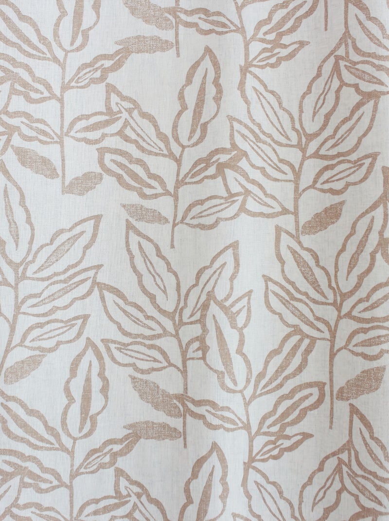 Rideau à oeillets en coton recyclé Chambray Beige - Kiabi