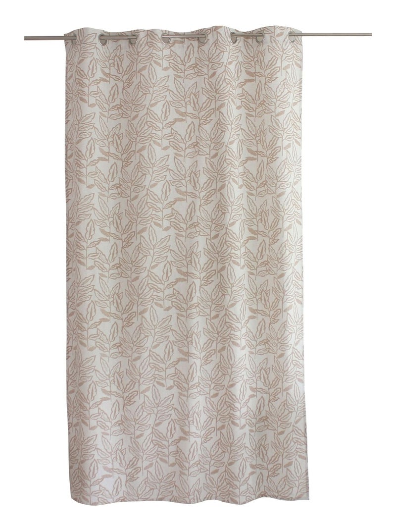 Rideau à oeillets en coton recyclé Chambray Beige - Kiabi
