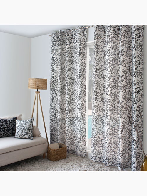 Rideau à oeillets en coton recyclé Chambray - Kiabi