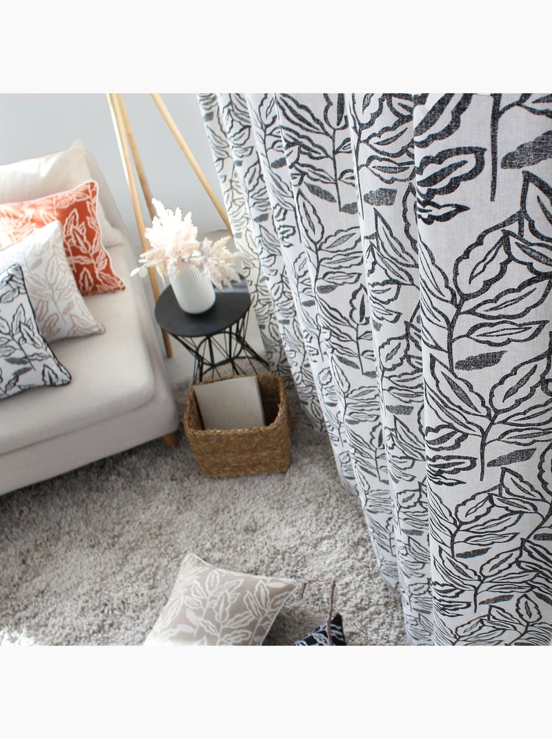 Rideau à oeillets en coton recyclé Chambray Blanc - Kiabi