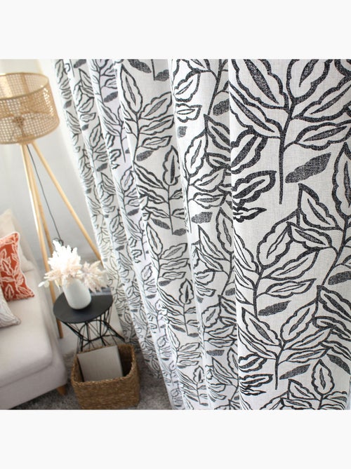 Rideau à oeillets en coton recyclé Chambray - Kiabi