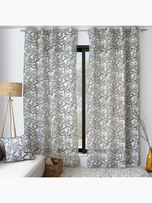 Rideau à oeillets en coton recyclé Chambray - Kiabi