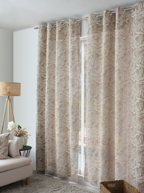 Rideau à oeillets en coton recyclé Chambray - Kiabi