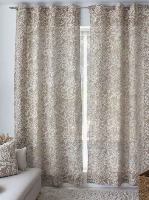 Rideau à oeillets en coton recyclé Chambray - Kiabi