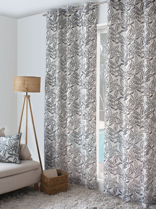 Rideau à oeillets en coton recyclé Chambray - Kiabi