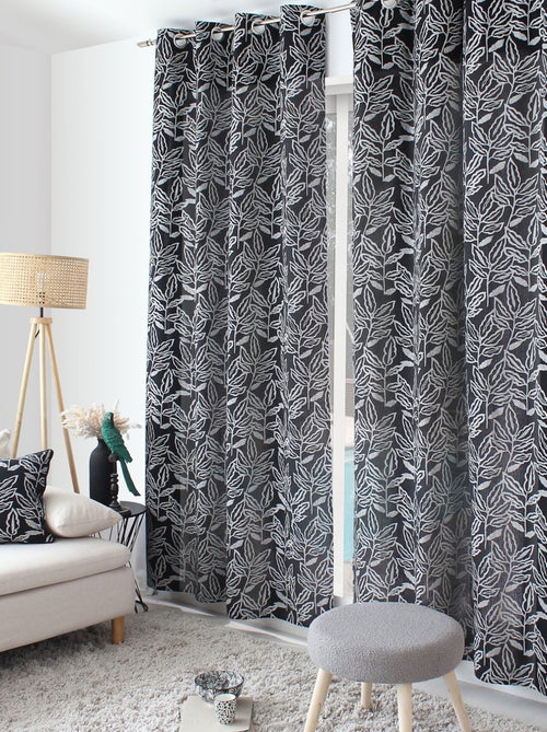 Rideau à oeillets en coton recyclé Chambray - Kiabi