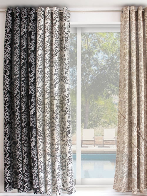 Rideau à oeillets en coton recyclé Chambray - Kiabi