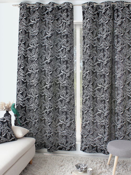 Rideau à oeillets en coton recyclé Chambray - Kiabi