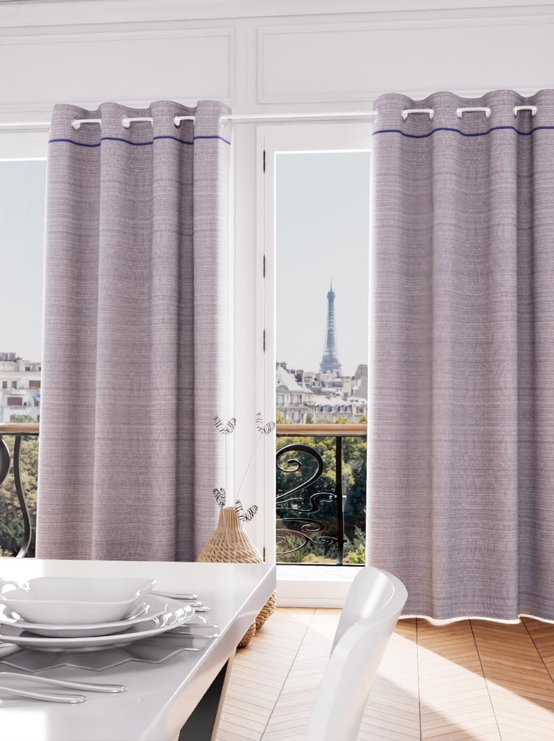 Rideau à oeillets en coton recyclé PIERRE, par Soleil d'Ocre Bleu - Kiabi