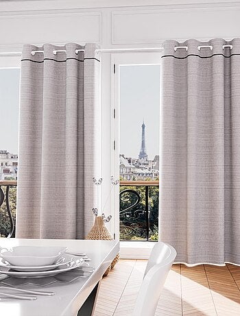 Rideau à oeillets en coton recyclé PIERRE, par Soleil d'Ocre